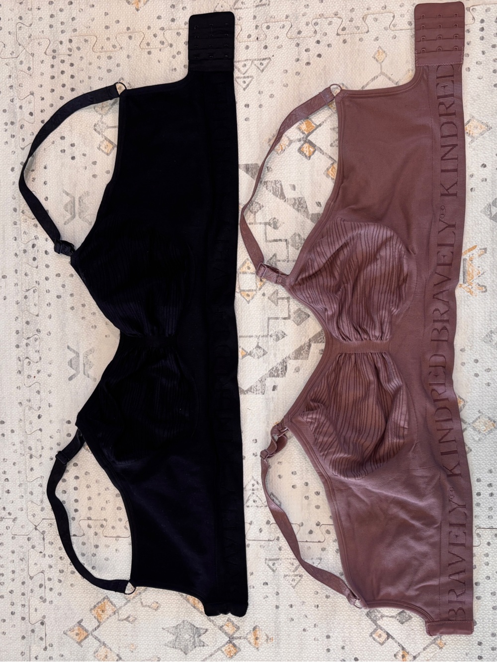 Kindred Bravely Seamless Nursing/Pumping Bras in Black and Mauve Brown